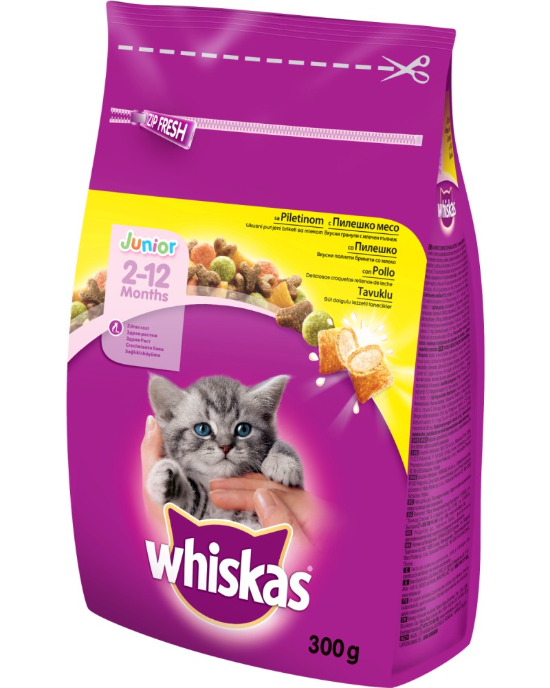 Whiskas Dry Chicken Junior 2 - 12 months -           2 ÷ 12  -   300 g  14 kg - 