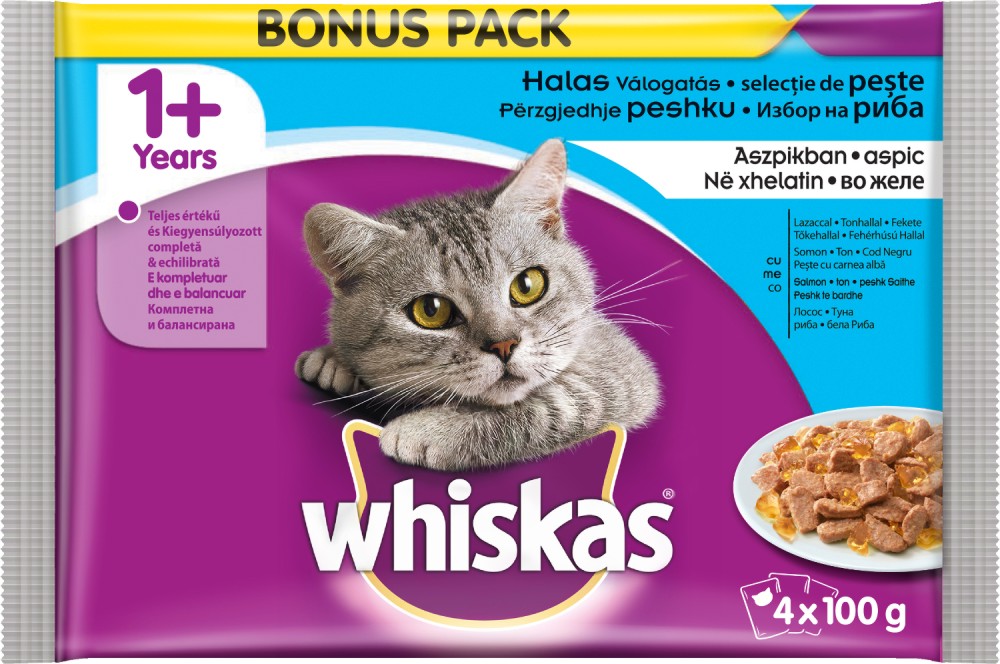 Whiskas Pouch Fish Selection in Jelly 1+ Years -           1  -   4  x 100 g - 