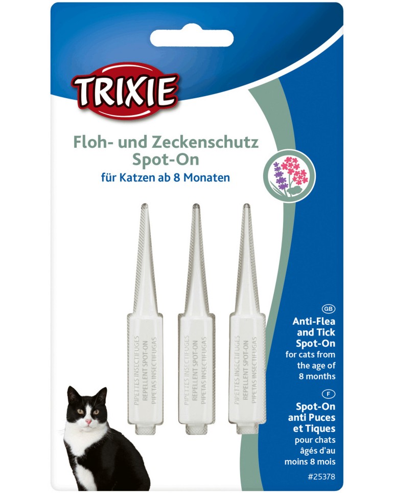     Trixie Anti-Flea and Tick Spot-On for Cats -   3  x 1 ml,    8  - 