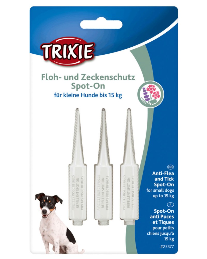   Trixie Anti-Flea and Tick Spot-On for Small Dogs - 3  x 1.5 ml,    15 kg - 