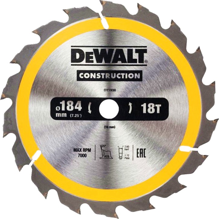     DeWalt - ∅ 184 / 16 / 2.6 mm  18    Construction - 