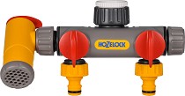 Двоен разклонител за кран ∅ 1", 3/4" и 1/2" Hozelock Flowmax - С вътрешна резба и 2 клапи - 