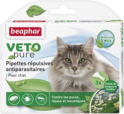 Beaphar Veto Pure Bio Spot On Cat - Репелентни капки за котки - опаковка от 3 пипети x 0.8 ml - продукт